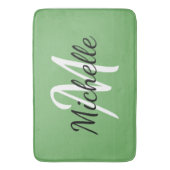 Groene monogram Voeg Jouw naam toe Eenvoudige Mode Badmat (Voorkant Verticaal)