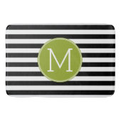 Groene monogram zwart-wit met strips badmat (Voorkant)