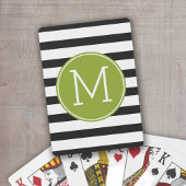 Groene monogram zwart-wit met strips speelkaarten