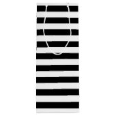 Groene monogram zwart-wit met strips wijn cadeautas (Achterkant)