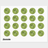 Groene Monogrammed Initialen Sticker Envelope Seal (Vel)