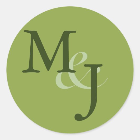Groene Monogrammed Initialen Sticker Envelope Seal (Voorkant)