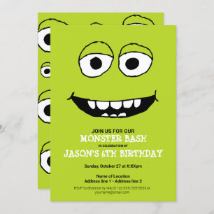 Groene Monster Bday Party Monster Thema Uitnodigin Kaart