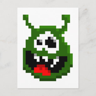 Groene monster - Pixel Art Briefkaart