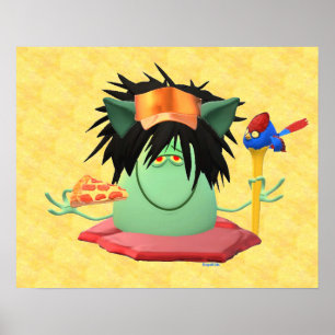Groene Monster Pizza karakter geanimeerd Poster