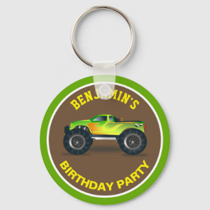 Groene Monster Truck Kids Birthday Party Favor Sleutelhanger