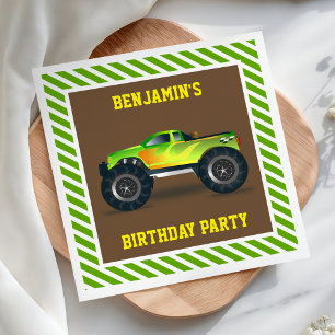 Groene Monster Truck Kids Verjaardagsfeest Papier Servet