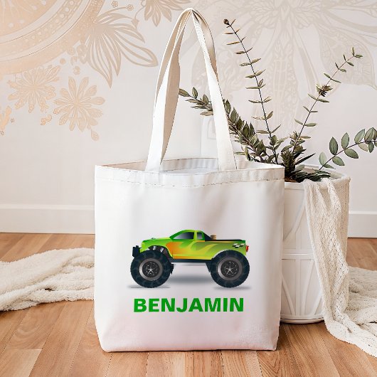 Groene Monster Truck Kinder Tote Bag