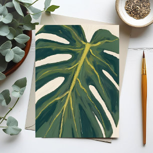 Groene Monstera Blad Botanische Plant Waterverf Briefkaart