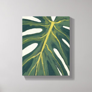 Groene Monstera Blad Botanische Plant Waterverf Canvas Afdruk