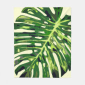 Groene Monstera Blad Fleece Deken - Kies Kleur (Voorkant)