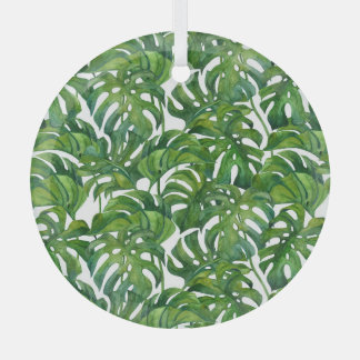 Groene Monstera laat tropisch naadloos achter Glas Ornament