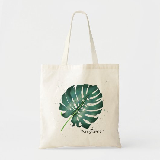 Groene Monstera Leaf Botanical Tote Bag (Voorkant)