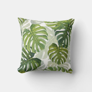 Groene Monstera Tropische Waterverf Kussen