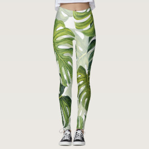 Groene Monstera Tropische Waterverf Leggings