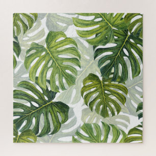 Groene Monstera Tropische Waterverf Legpuzzel