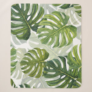 Groene Monstera Tropische Waterverf Sherpa Deken