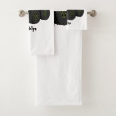 Groene monstertruck cartoon illustratie bad handdoek (Insitu)