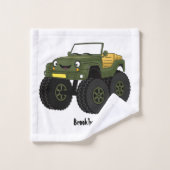 Groene monstertruck cartoon illustratie bad handdoek (Wasdoekje)