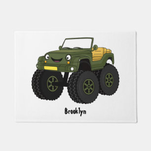 Groene monstertruck cartoon illustratie deurmat