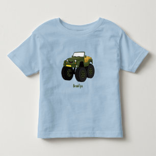 Groene monstertruck cartoon illustratie kinder shirts