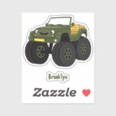 Groene monstertruck cartoon illustratie sticker (Vel)
