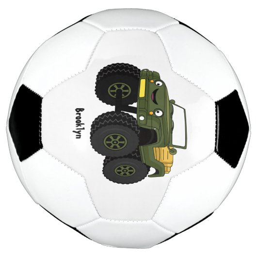 Groene monstertruck cartoon illustratie voetbal (Gedraaid)