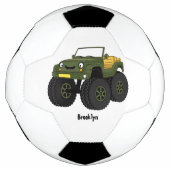 Groene monstertruck cartoon illustratie voetbal (Voorkant)