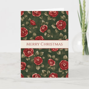 Groene Mooie Rode Bloemen Kerst Kaart