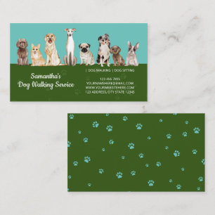 Groene Moppige Pootjes Watercolor Honden Visitekaartje