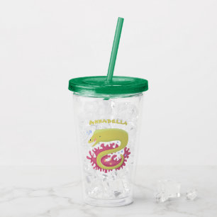 Groene moray paling grappige cartoon illustratie acryl drinkbeker