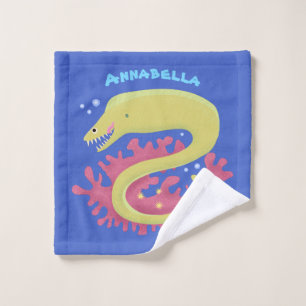 Groene moray paling grappige cartoon illustratie bad handdoek
