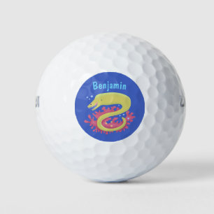 Groene moray paling grappige cartoon illustratie golfballen