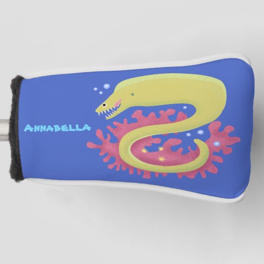 Groene moray paling grappige cartoon illustratie golfheadcover (Voorkant)