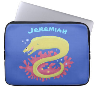 Groene moray paling grappige cartoon illustratie laptop sleeve