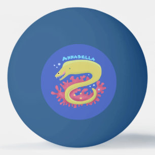 Groene moray paling grappige cartoon illustratie pingpongballen