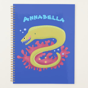 Groene moray paling grappige cartoon illustratie planner