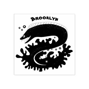 Groene moray paling grappige cartoon illustratie rubberstempel
