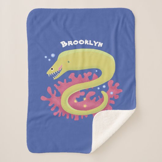 Groene moray paling grappige cartoon illustratie sherpa deken (Voorkant)