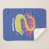 Groene moray paling grappige cartoon illustratie sherpa deken (Voorkant (horizontaal))