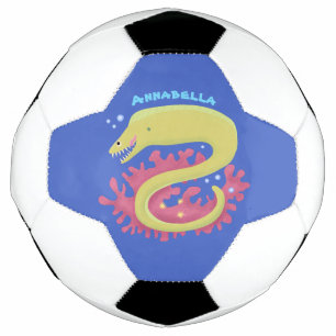 Groene moray paling grappige cartoon illustratie voetbal