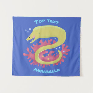 Groene moray paling grappige cartoon illustratie wandkleed