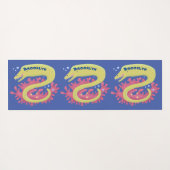 Groene moray paling grappige cartoon illustratie yogamat (Achterkant (horizontaal))