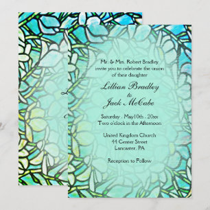 Groene Mosaic Floral Tegel Wedding Kaart