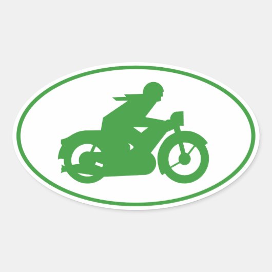 Groene motorfiets ovale sticker (Voorkant)