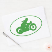 Groene motorfiets ovale sticker (Envelop)