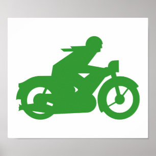 Groene motorfiets poster