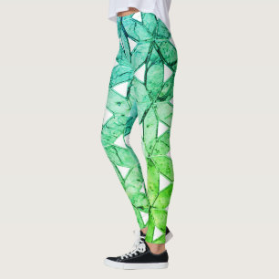 Groene mozaïekbloem leggings