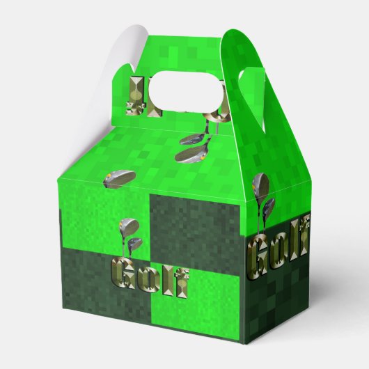 Groene mozaïekGolf-clubs, fortuinfort Bedankdoosjes (Achterkant)