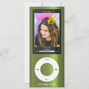 Groene MP3 Muziekspeler II Verjaardag Kaart